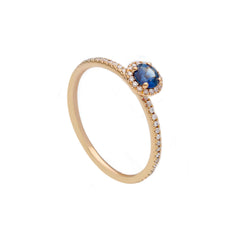 Rotgold-Ring aus 18 Karat mit Diamanten und Saphir - 270509ZR