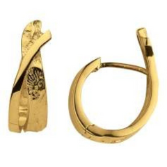 Scharnier-Creolen in 18 Karat - 750 Gelbgold, Strukturiert, poliert