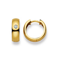 Scharnier-Creolen in 750/18 Karat Gold, Poliert, Zirkonia