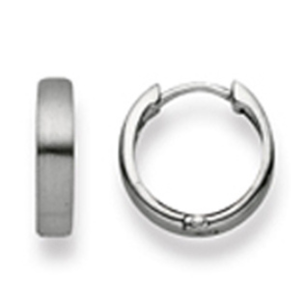 Scharnier-Creolen in 18 Karat - 750 Weissgold, Matt Poliert