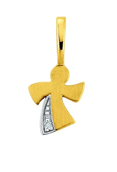 Schutzengel Anhänger in 18 Karat Gold Bicolor mit gefasstem Diamant - 1558.03527/0001