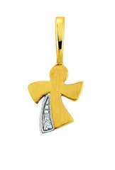 Schutzengel Anhänger in 18 Karat Gold Bicolor mit gefasstem Diamant - 1558.03527/0001