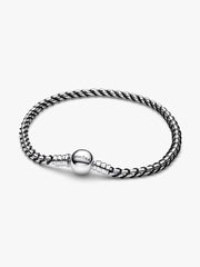 Schwarze Kordel Kastenkette Armband Sterling-Silber - 593816C02