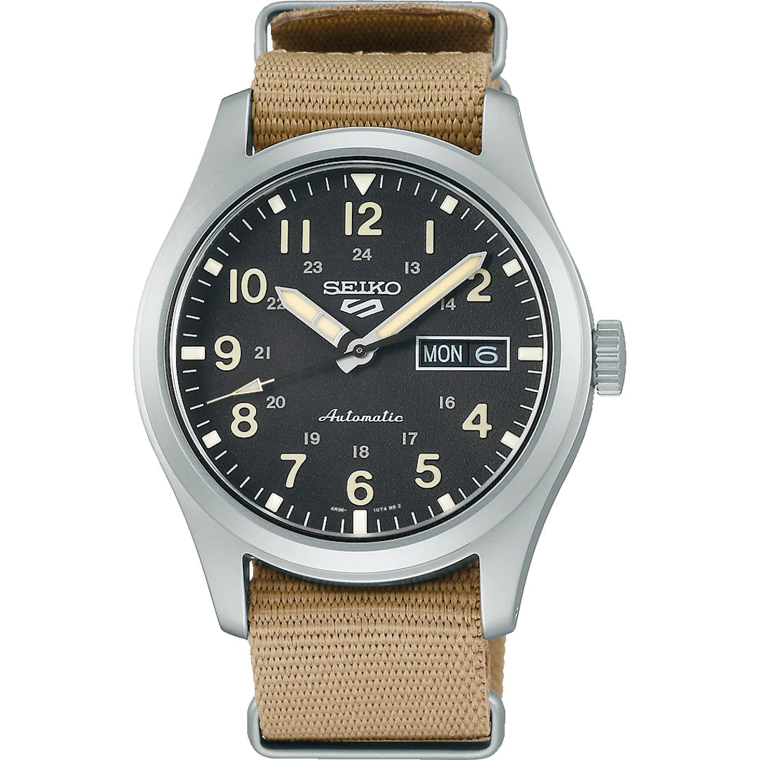 Seiko 5 Sports Automatik Day-Date Nato Beige Unisexuhr - SRPG35K1