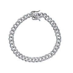 Silber Panzerarmband mit Zirkonia