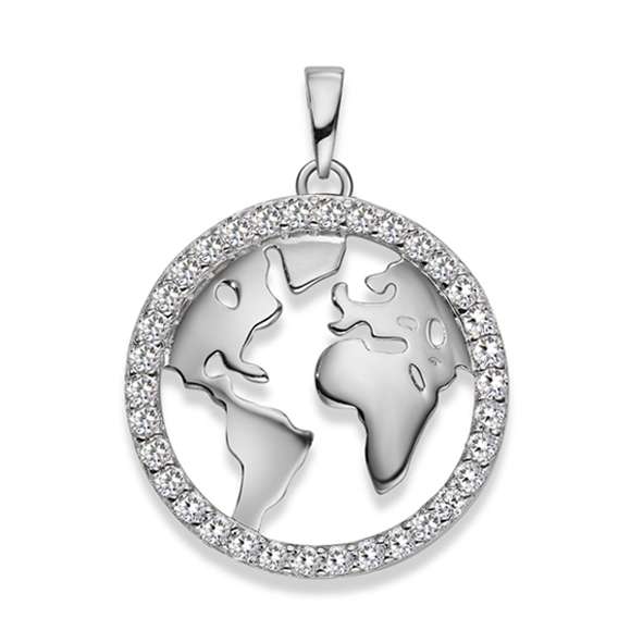 Silver classics 2021 Anhänger Silber 925 weiss – Weltkugel Motiv - 6256.08964/0001