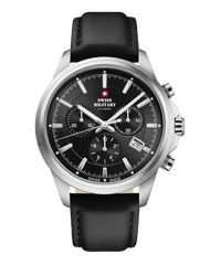 Swiss Military Klassische Chronographenuhr, schwarzes Leder - SM34107.10