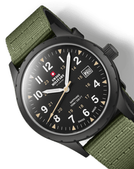 Swiss Military Klassische Uhr im Army-Stil, schwarzes Canvas - SM34108.07