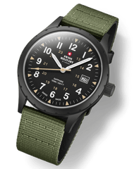 Swiss Military Klassische Uhr im Army-Stil, schwarzes Canvas - SM34108.07