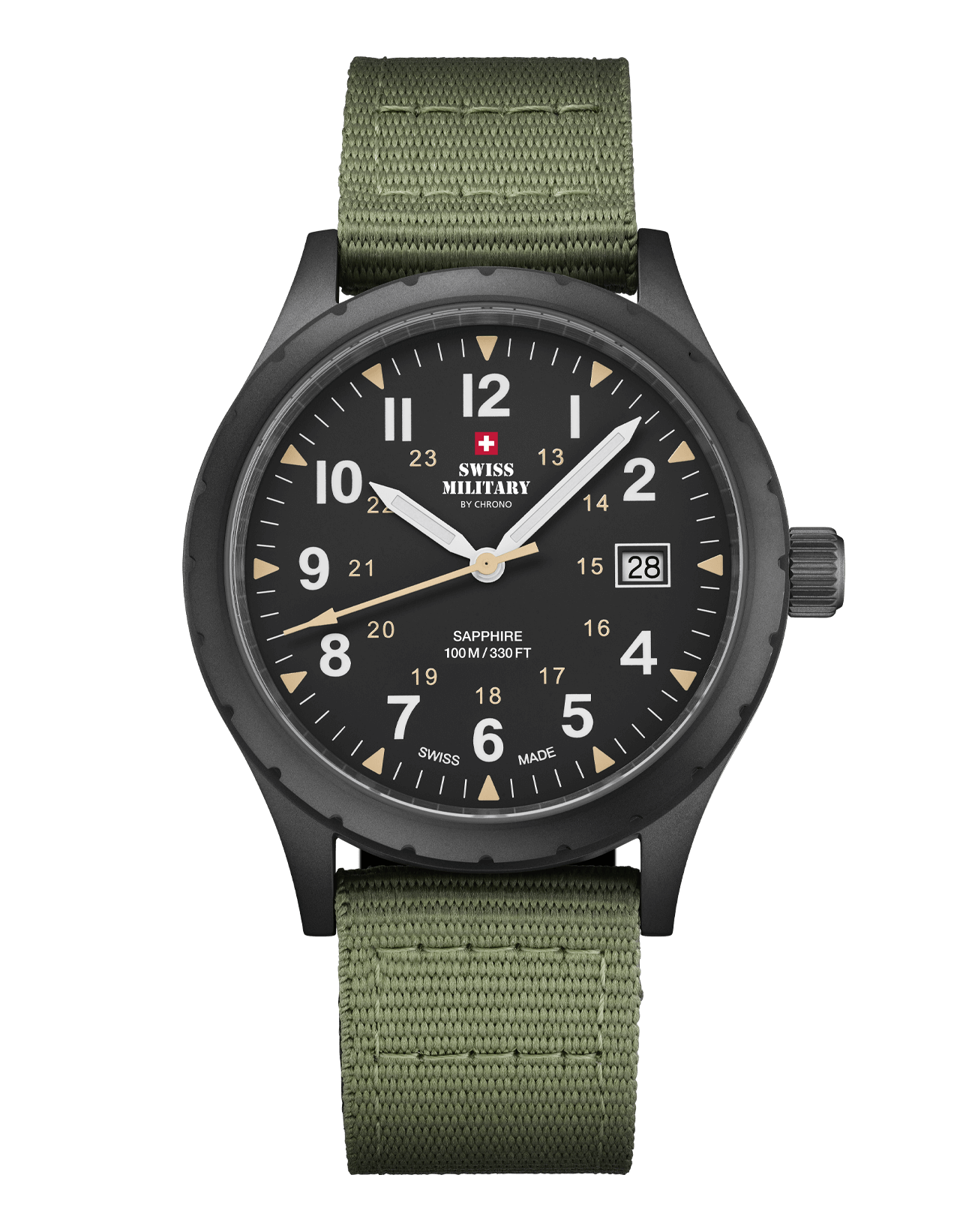 Swiss Military Klassische Uhr im Army-Stil, schwarzes Canvas - SM34108.07