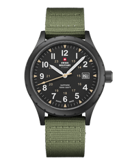 Swiss Military Klassische Uhr im Army-Stil, schwarzes Canvas - SM34108.07