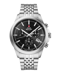 Swiss Military Klassischer Chronograph Schwarz Stahl Herrenuhr - SM34107.01
