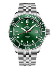 Swiss Military Schweizer Herren-Sportuhr, grüner Stahl - SM34109.03