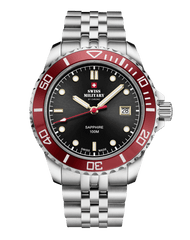Swiss Military Schweizer Herren-Sportuhr, Schwarz/Rot - SM34109.04