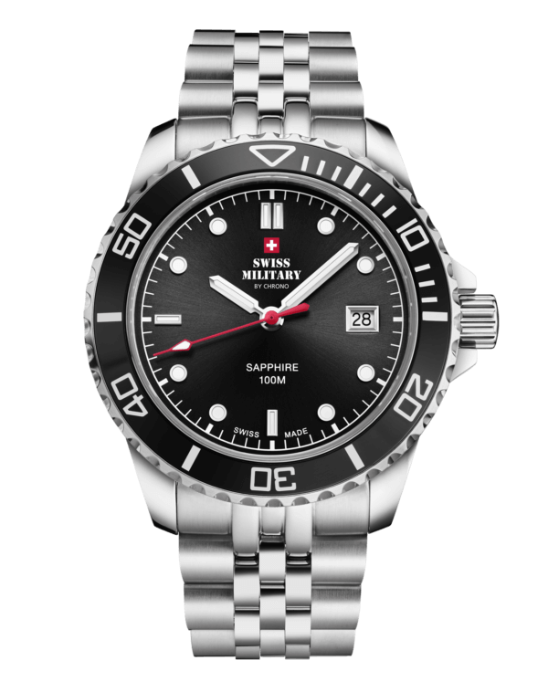 Swiss Military Schweizer Herren-Sportuhr Stahl Schwarz - SM34109.01