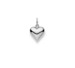 Pendentif coeur en or blanc 18 carats 750 - 11x10 mm