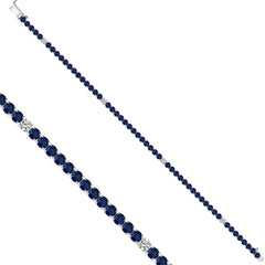 Tennisarmband mit 0.50 ct Diamanten und 6.62 ct Saphiren in 585 oder 750 Weissgold