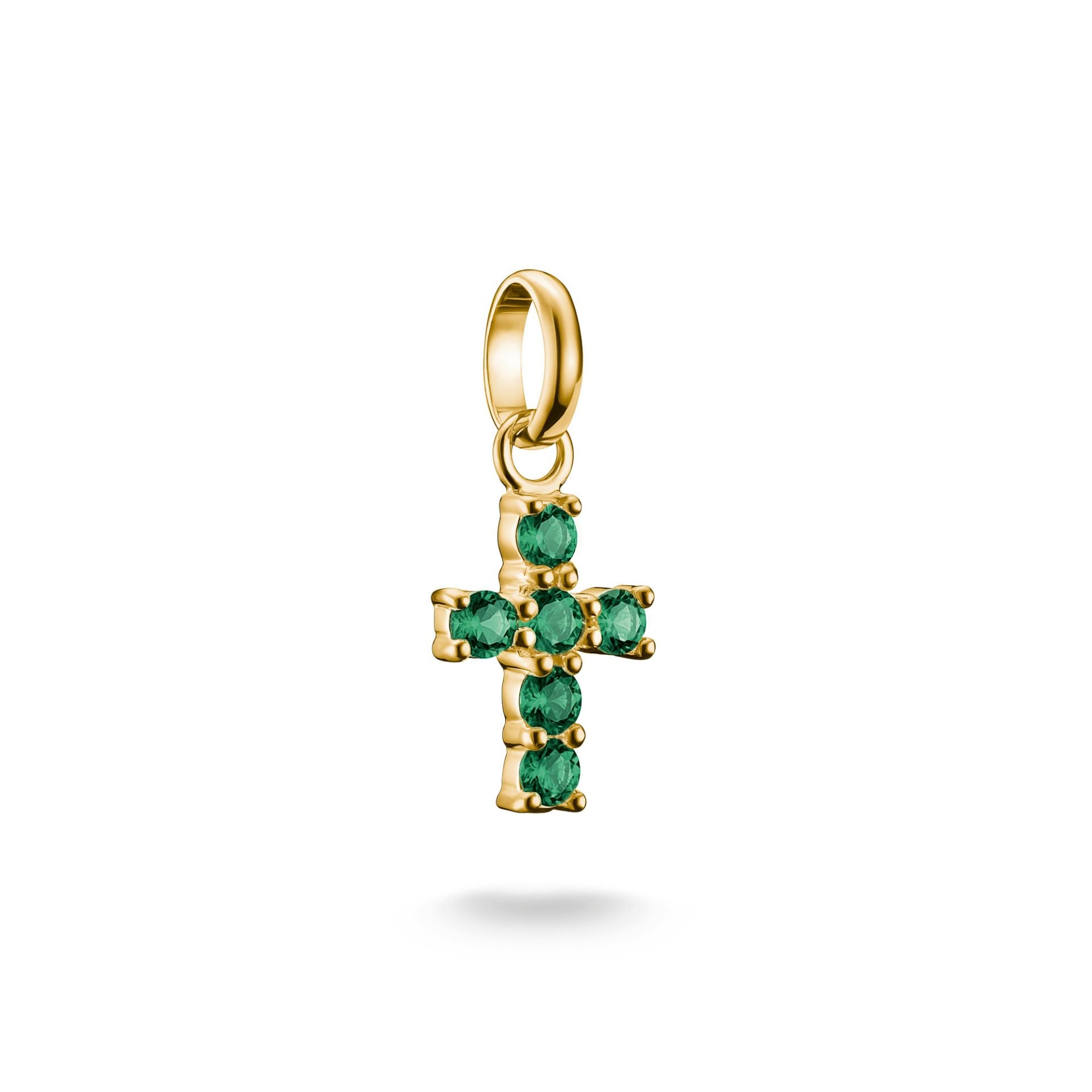 Thomas Sabo Charm Anhänger Kreuz mit grünem Nanokristall 18K Vergoldet – CC1206-M01-6