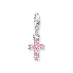 Thomas Sabo Charm Club Kreuz Anhänger Silber 925 mit pinken Zirkonia – 2032-051-9