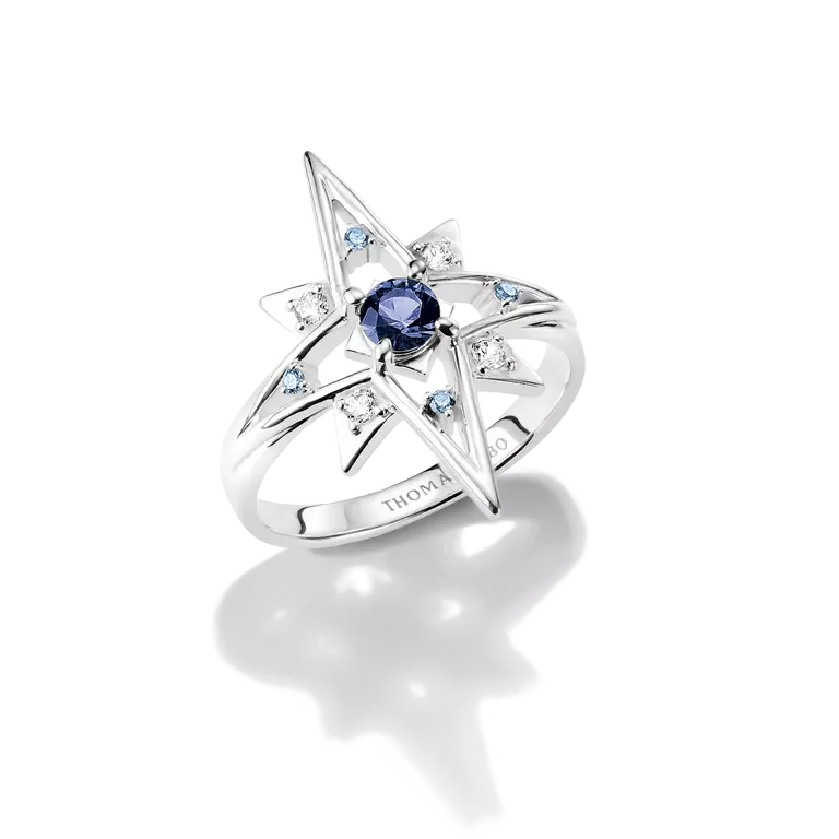 THOMAS SABO Ring Stern mit blauen Steinen Silber