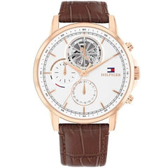 Tommy Hilfiger Stewart Day Date Braun / Rosé & Weiss Herrenuhr - 1710606