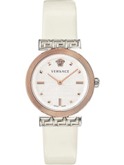 Versace Damen Uhr Weiss Gold Leder Greca Elegant Luxus 