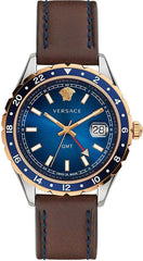 Versace Hellenyium GMT Herren Uhr Blau Braun Leder – V11080017