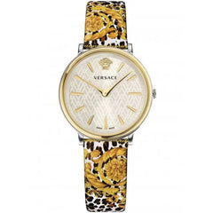 Versace VBP120017 V-Circle 36 mm – Floral Leder Damen Uhr