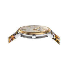 Versace VBP120017 V-Circle 36 mm – Floral Leder Damen Uhr