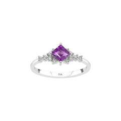 Weissgold Diamantring mit Amethyst 0.45 ct in 585 oder 750 Gold