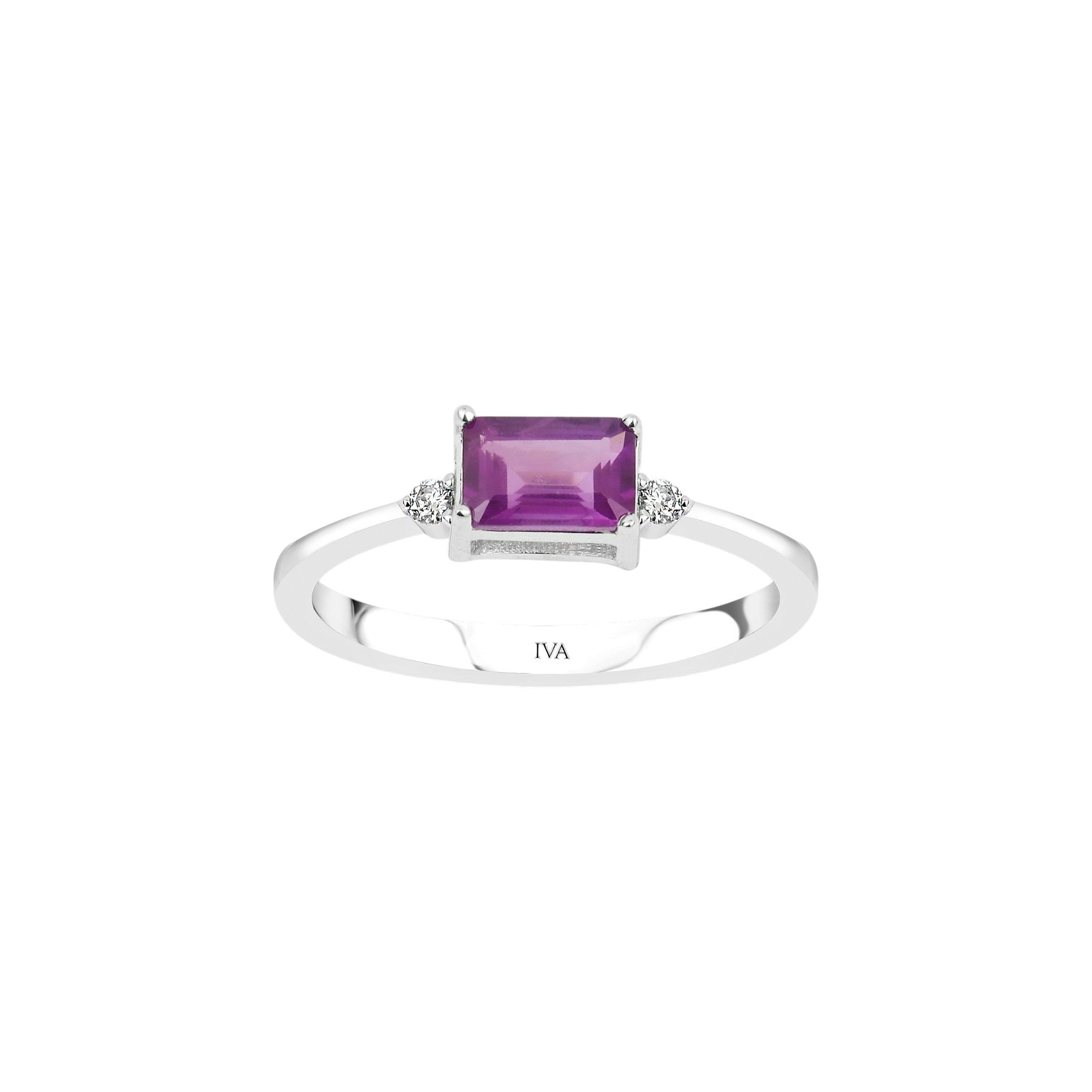 Weissgold Diamantring mit Amethyst 0.61 ct in 585 oder 750 Gold