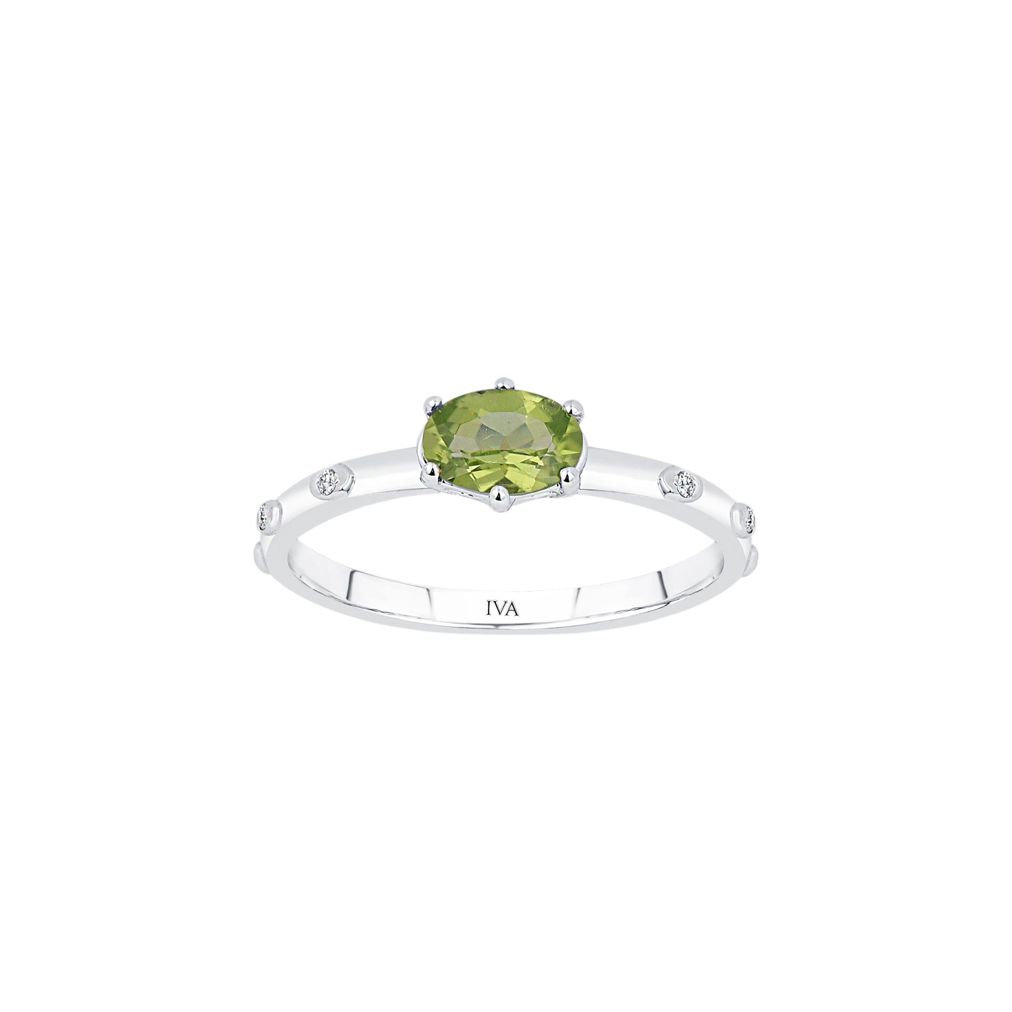 Weissgold Diamantring mit Peridot 0.53 ct in 585 oder 750 Gold