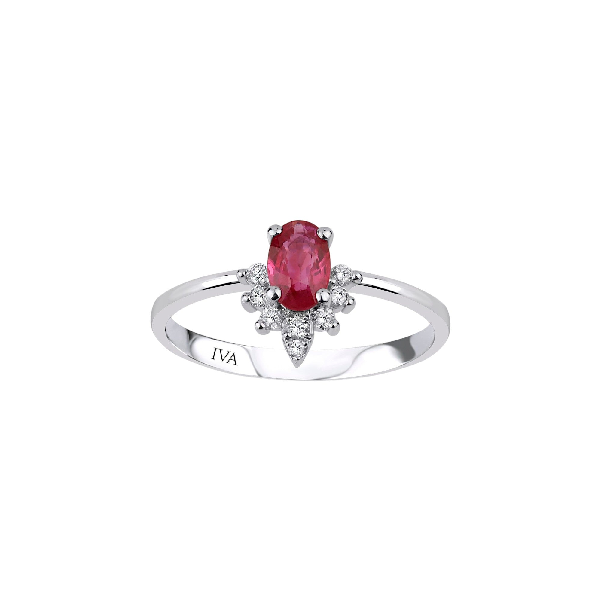 Weissgold Diamantring mit Rubin 0.64 ct in 585 oder 750 Gold