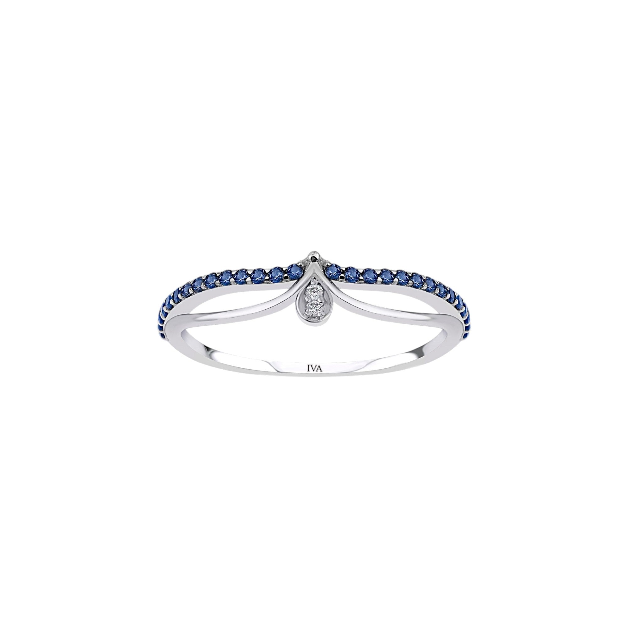 Weissgold Diamantring mit Saphir 0.27 ct in 585 oder 750 Gold