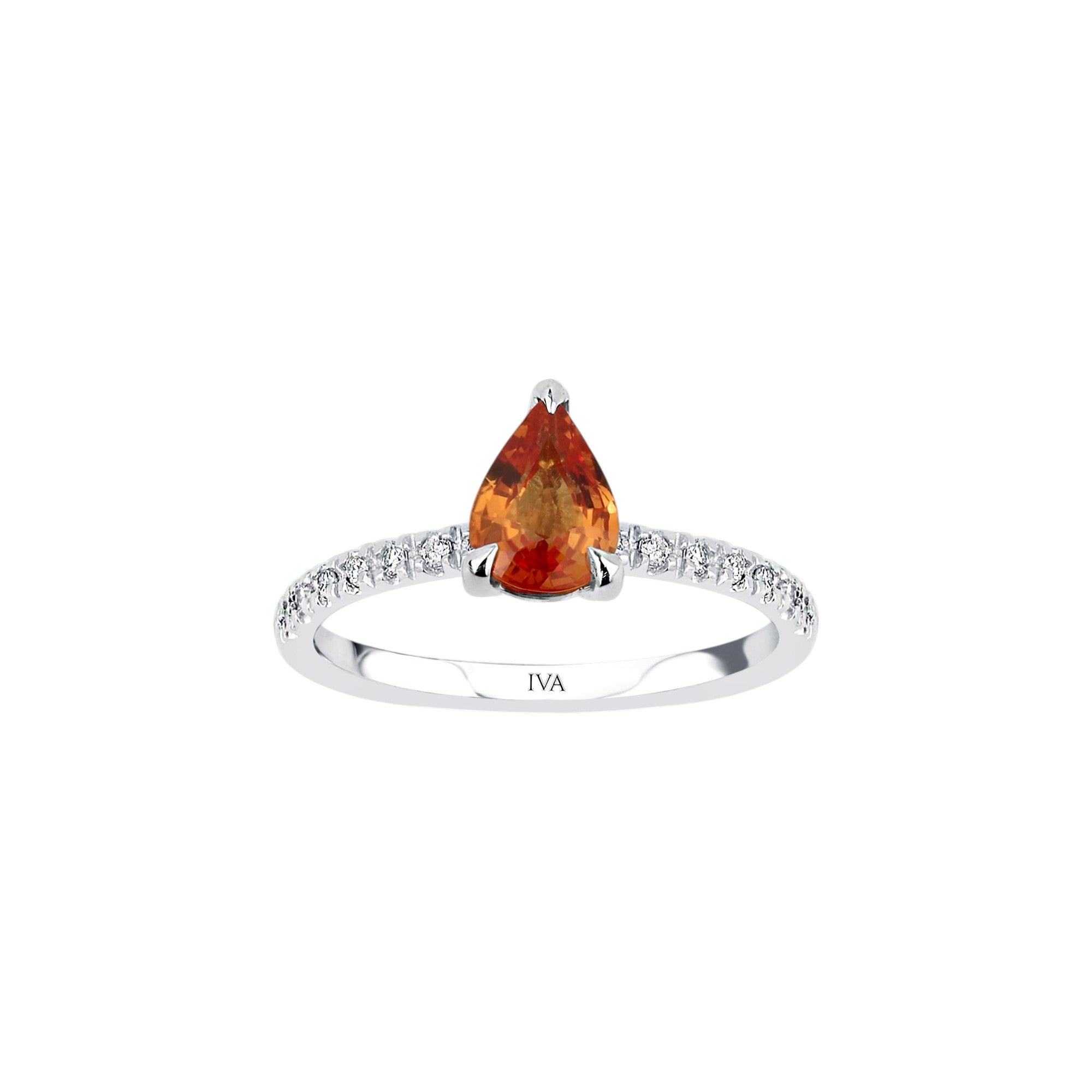 Weissgold Diamantring mit Saphir 0.88 ct in 585 oder 750 Gold
