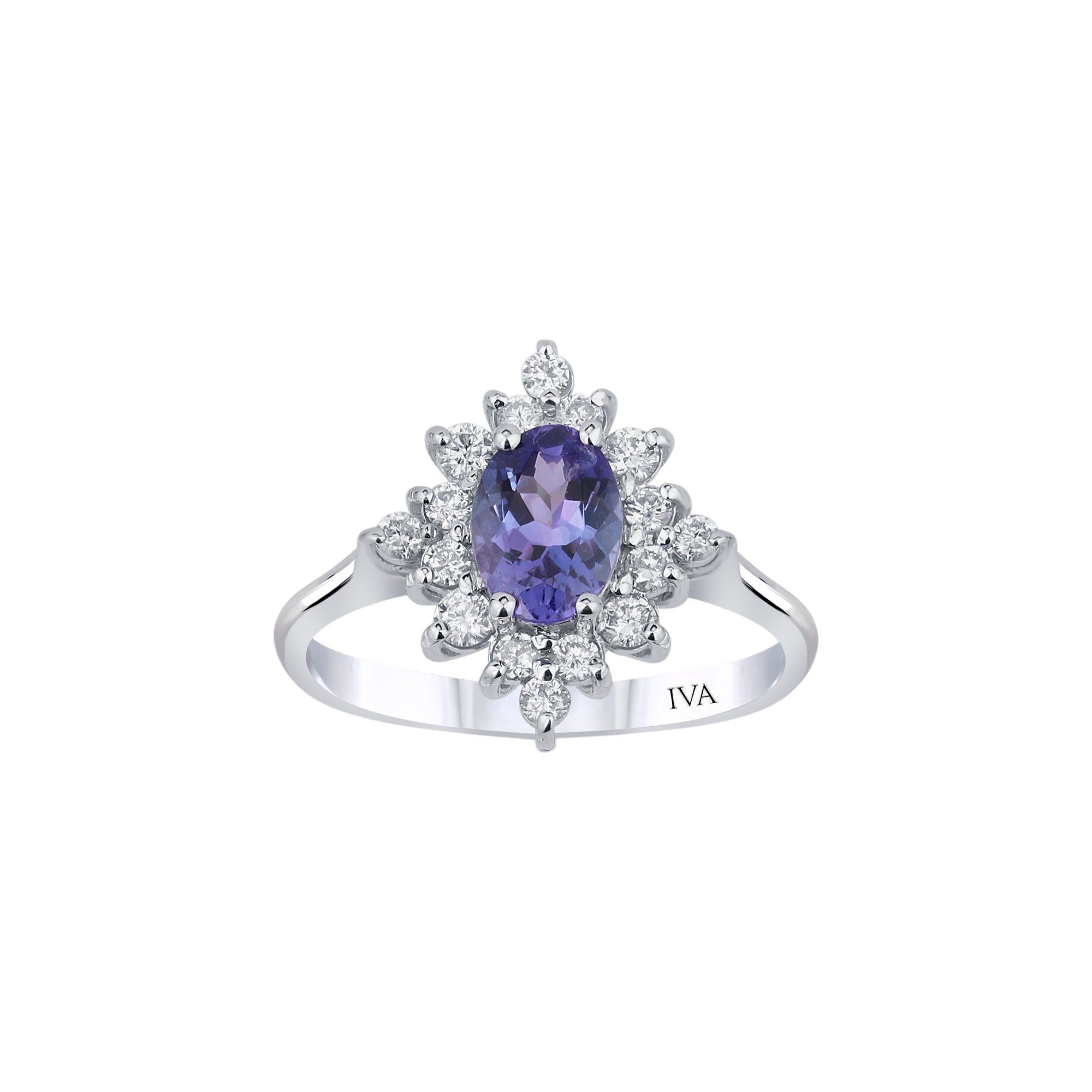 Weissgold Diamantring mit Tansanit 1.05 ct in 585 oder 750 Gold