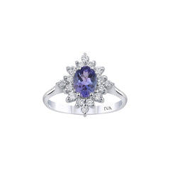 Weissgold Diamantring mit Tansanit 1.05 ct in 585 oder 750 Gold
