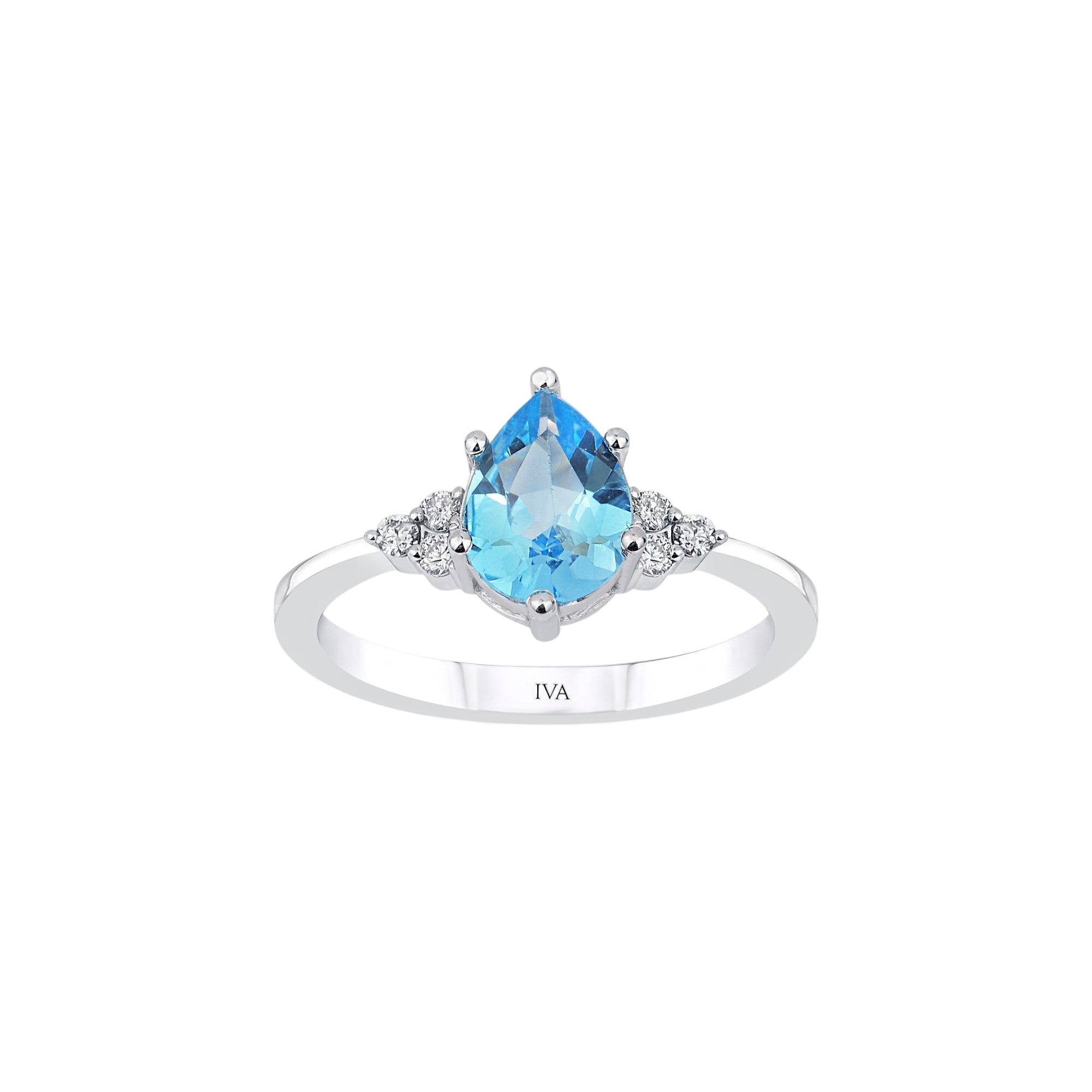 Weissgold Diamantring mit Topas 1.22 ct in 585 oder 750 Gold