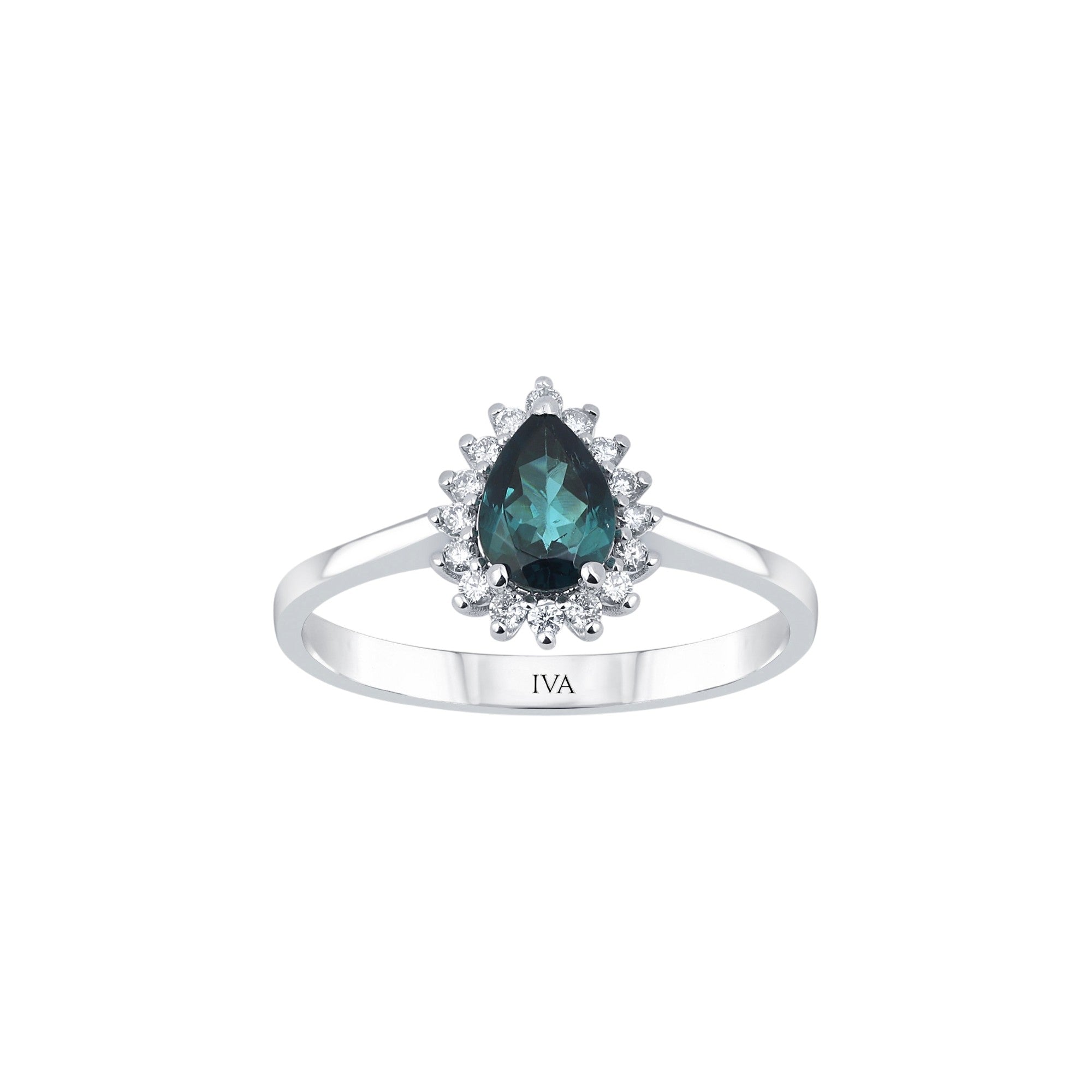 Weissgold Diamantring mit Turmalin 0.79 ct in 585 oder 750 Gold