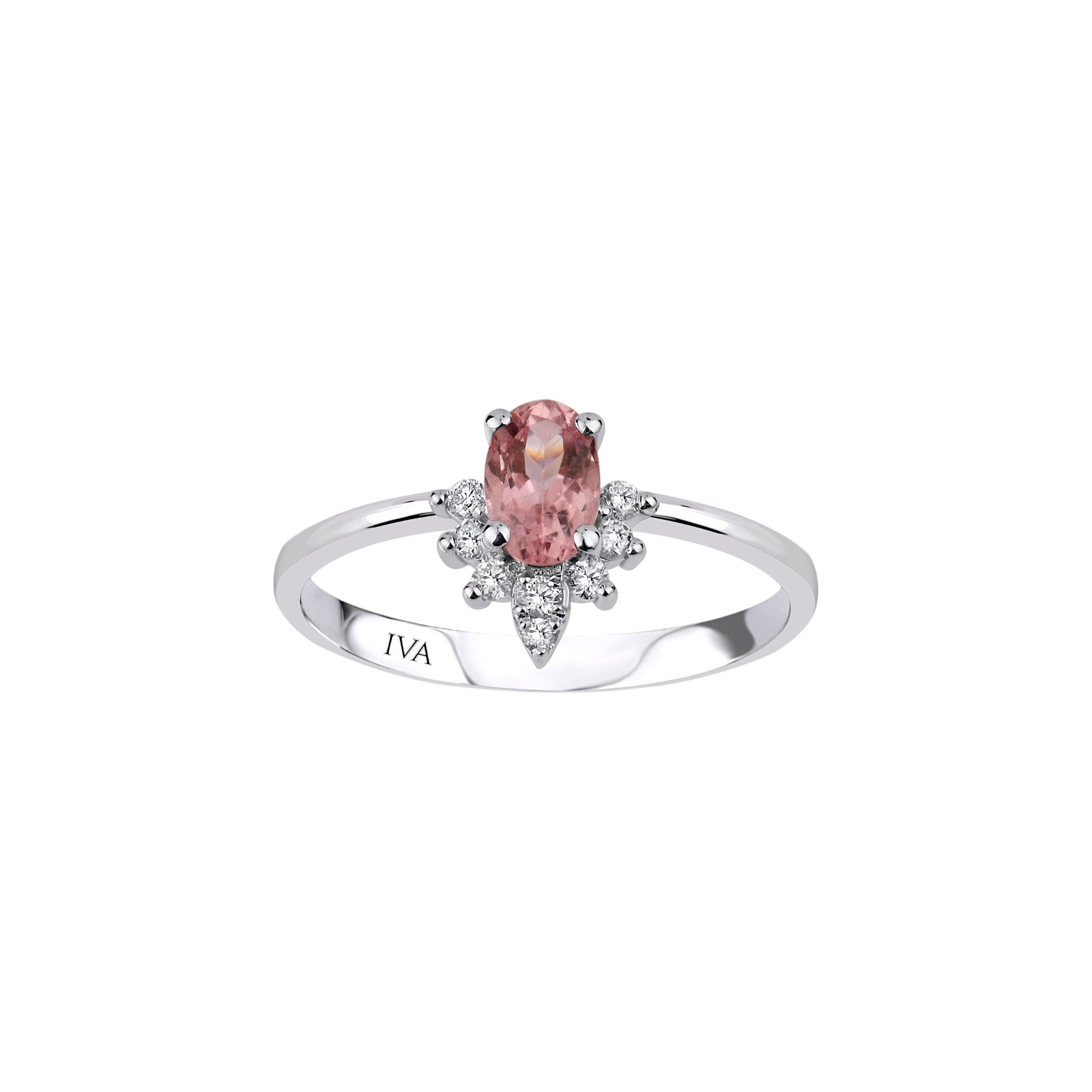 Weissgold Diamantring mit Turmalin 0.87 ct in 585 oder 750 Gold