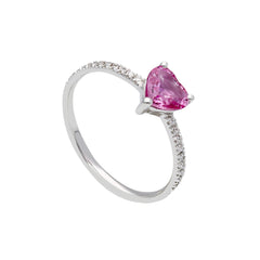 Weissgold-Ring aus 18 Karat mit Diamanten und pinkfarbenen Saphir - 284916PB