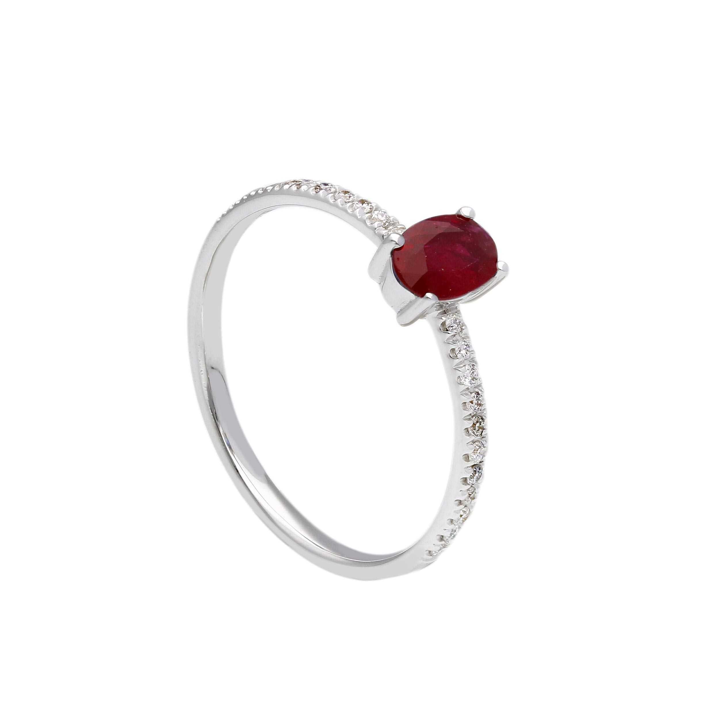 Weissgold-Ring aus 18 Karat mit Diamanten und Rubin - 284917RB