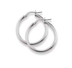 Boucles d'oreilles créoles en or blanc 18 carats 750 - 24 x 2 mm