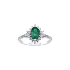 Weissgold Diamantring mit Smaragd 0.79 ct – YZ0002695
