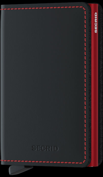 Secrid Slimwallet Matte Black-Red mit Gravur - SM-Black & Red