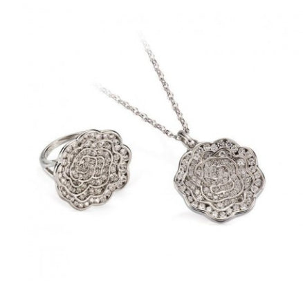 Silber-Set - Anker-Kette und Anhänger mit Zirkonia-Steine - SAK 104