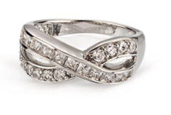 Damen Silberring 925 rhodiniert mit Zirkonia-Steine - SR-05