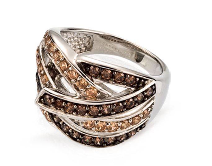 Damen Silberring 925 rhodiniert mit Zirkonia-Steine - SR-127