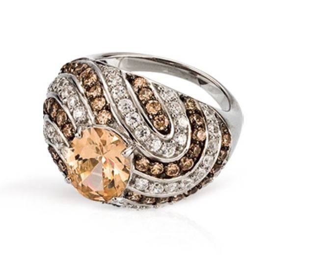 Silber Damenring 925 rhodiniert mit Zirkonia-Steine - SR-134