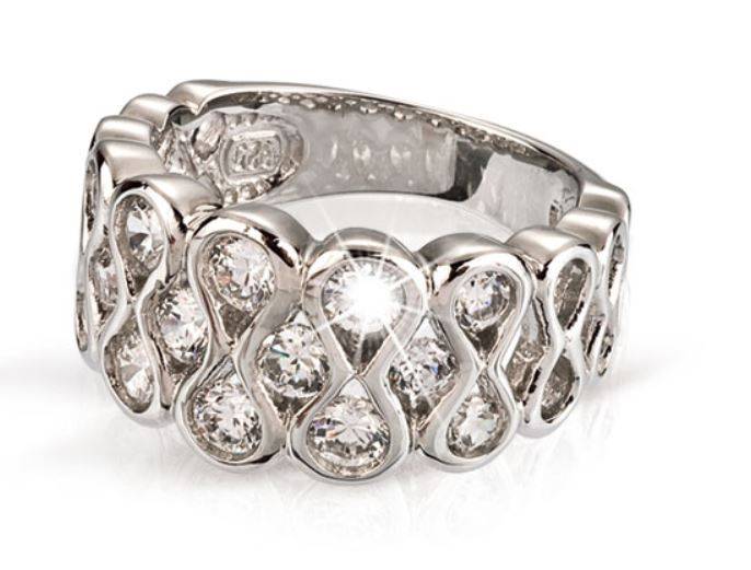 Damen Silberring 925 rhodiniert mit Zirkonia-Steine - SR-40